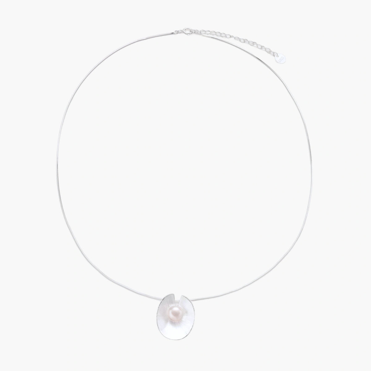 Pearl on a Silver Patel Necklace