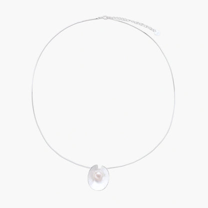 Pearl on a Silver Patel Necklace