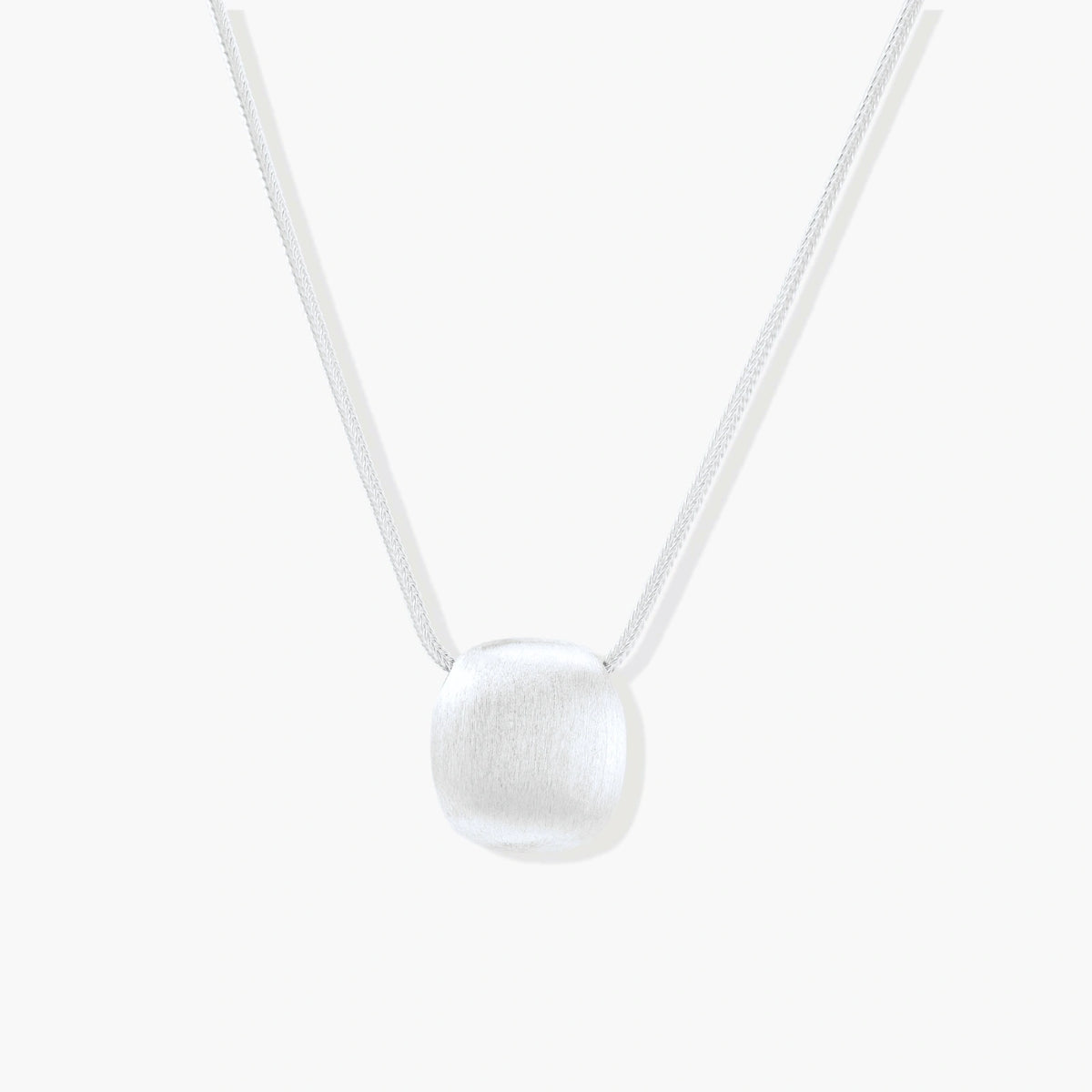 Silver Block Brushed Moon Necklace