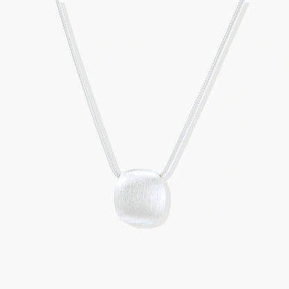 Silver Block Brushed Moon Necklace