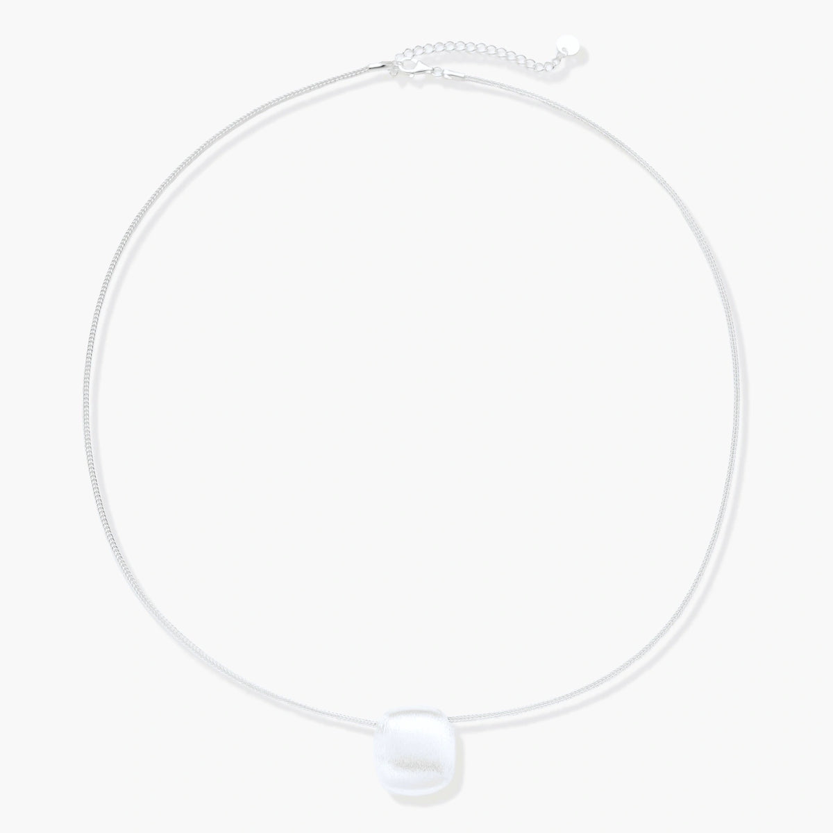 Silver Block Brushed Moon Necklace