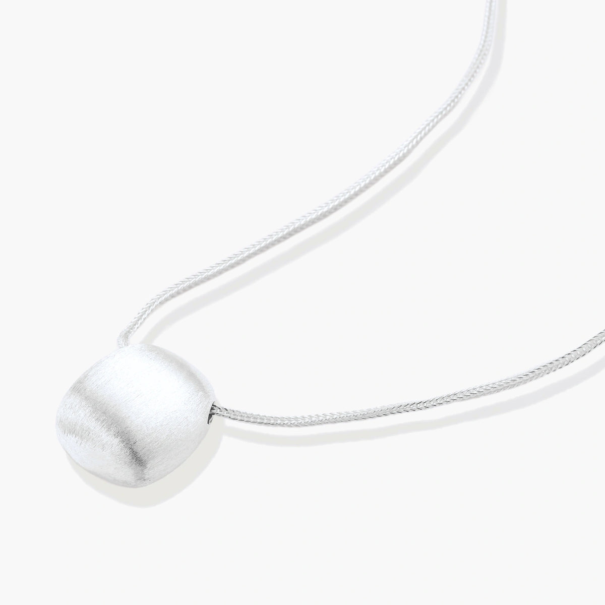 Silver Block Brushed Moon Necklace