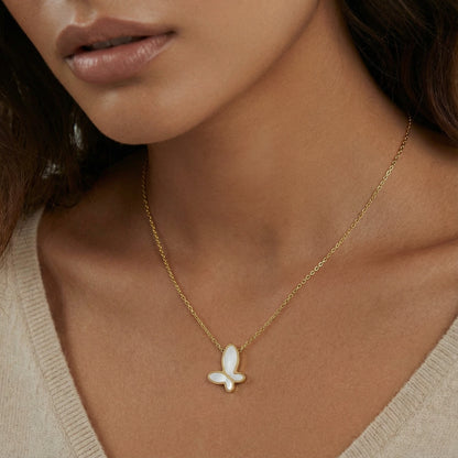 Mother Butterfly Pearl Necklace