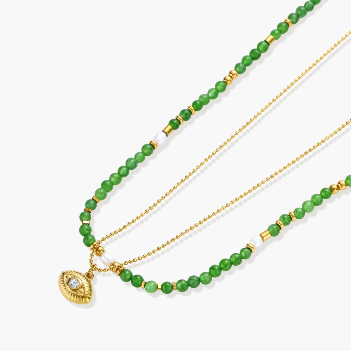 Gold Eye Meets Gemstones Layered Necklace