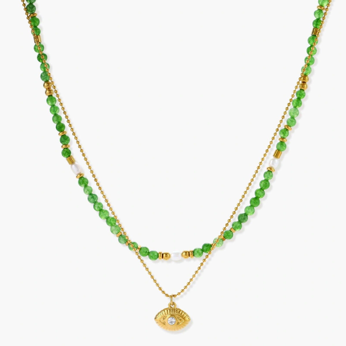 Gold Eye Meets Gemstones Layered Necklace