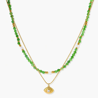 Gold Eye Meets Gemstones Layered Necklace