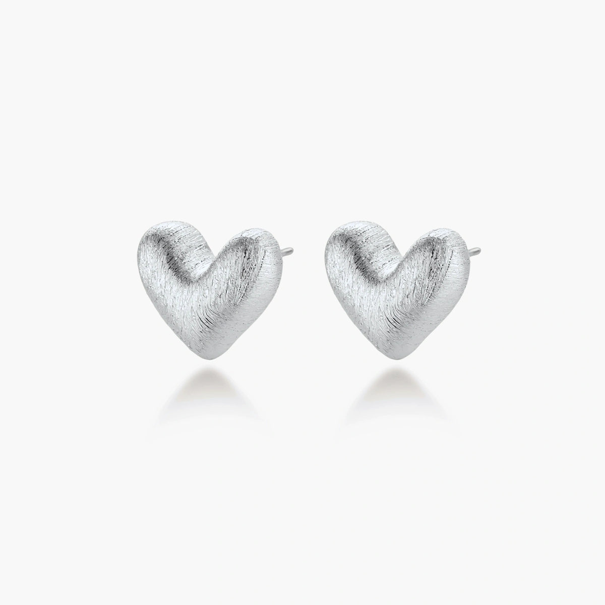 Brushed Heart Studs