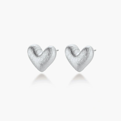 Brushed Heart Studs