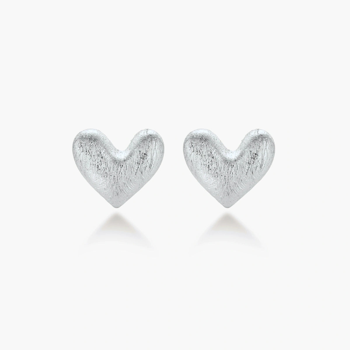 Brushed Heart Studs