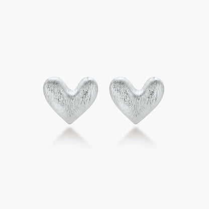 Brushed Heart Studs