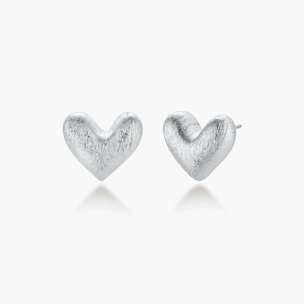 Brushed Heart Studs