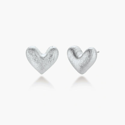 Brushed Heart Studs
