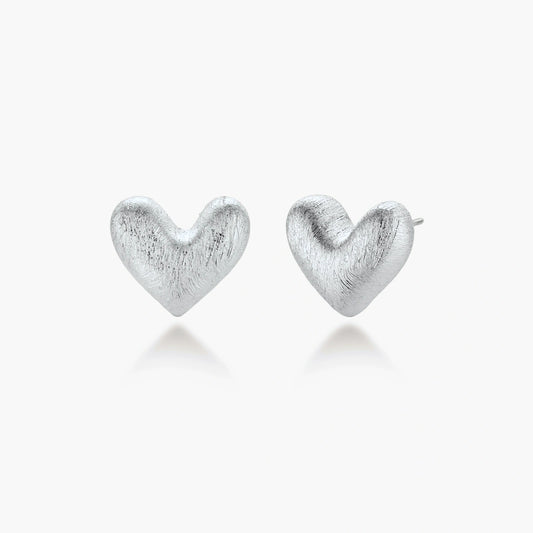 Brushed Heart Studs