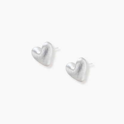 Brushed Heart Studs