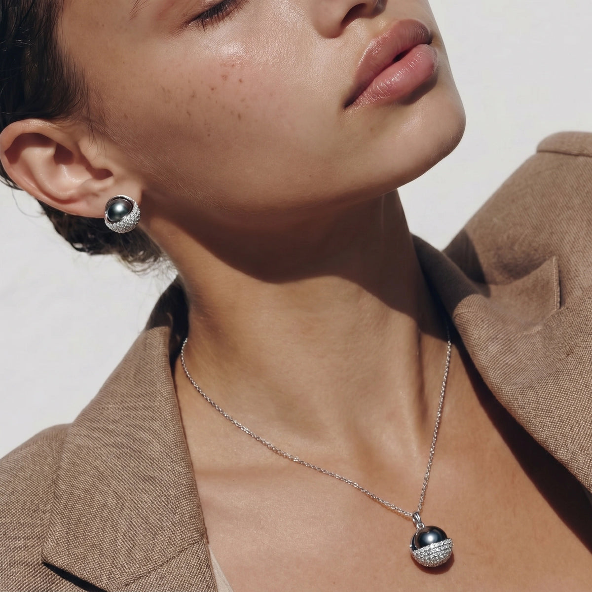 Celestial Crusted Spheres Jewelry Set