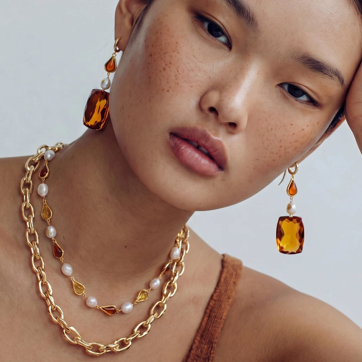 Honey Tear Drops Necklace
