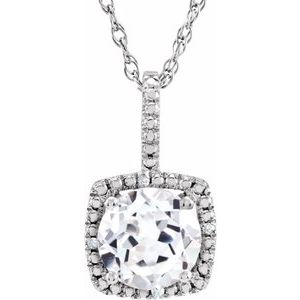 7 mm Lab-Grown White Sapphire & .015 CTW Natural Diamond 18" Necklace