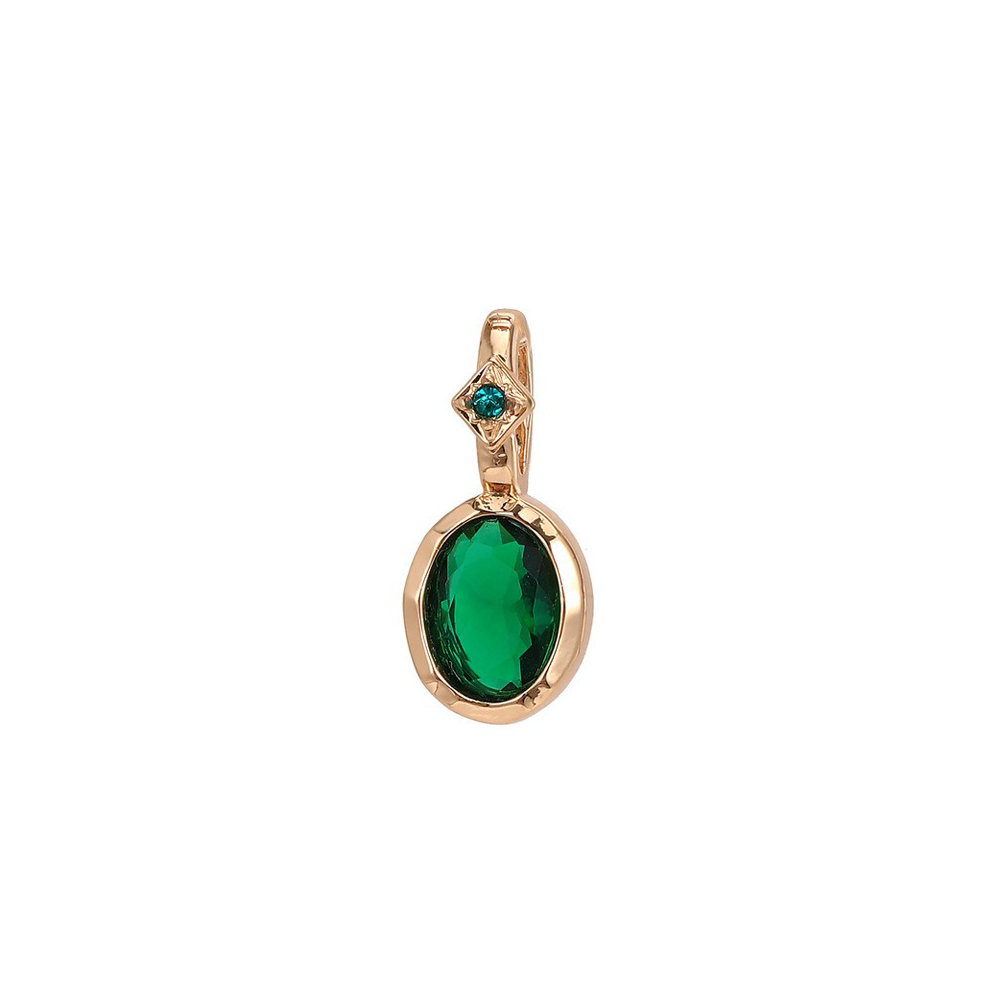 Gold geometric oval inlaid birthstone gemstone necklace