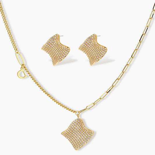 Gold Plated Waves Jewelry Set