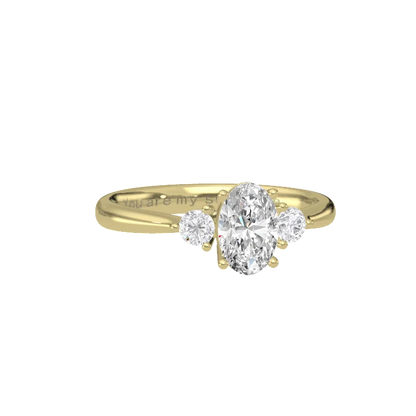 Daphnis Three Stones Engagement Ring Marquise•White Gold