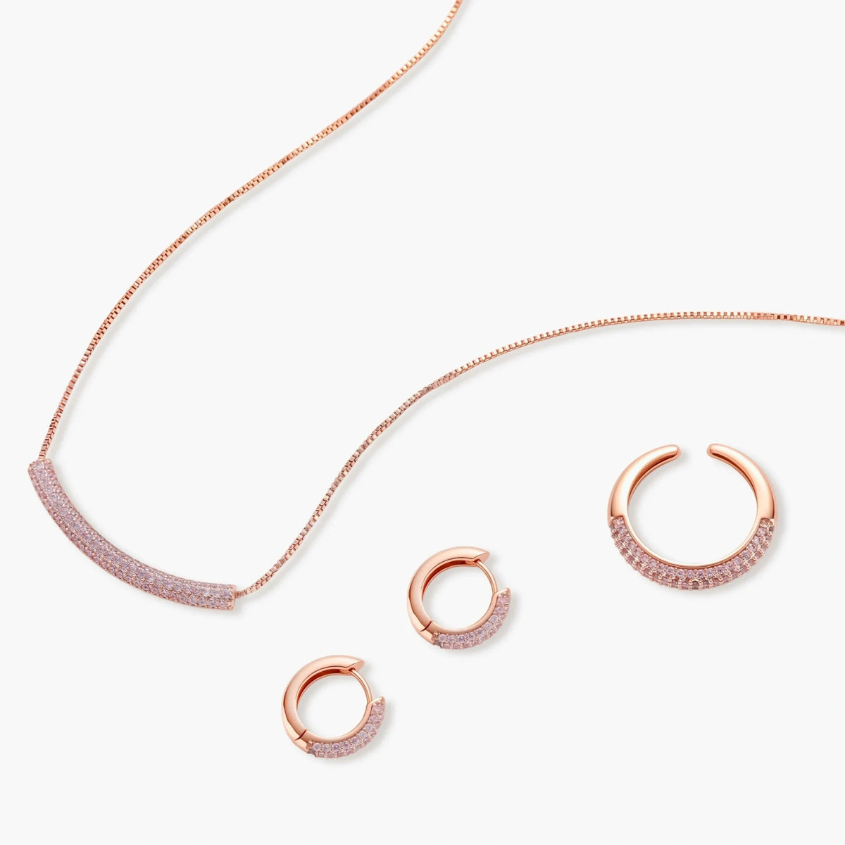 Rose Gold Sparkling Jewelry Set
