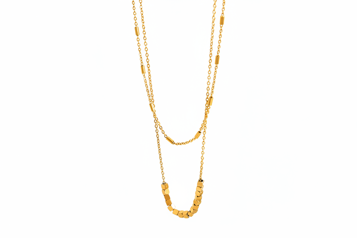 Gold fashionable light luxury double-layered necklace