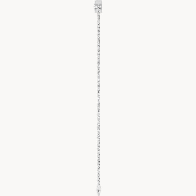 A delicate silver-toned chain necklace with a small decorative pendant, shown vertically against a plain white background.