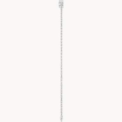 A delicate silver-toned chain necklace with a small decorative pendant, shown vertically against a plain white background.