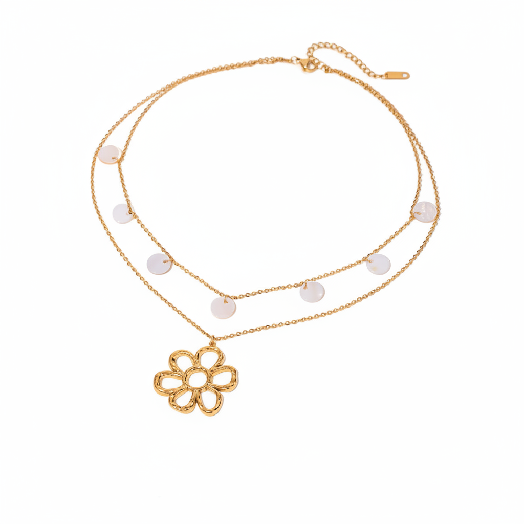 Gold hollow flower design necklace