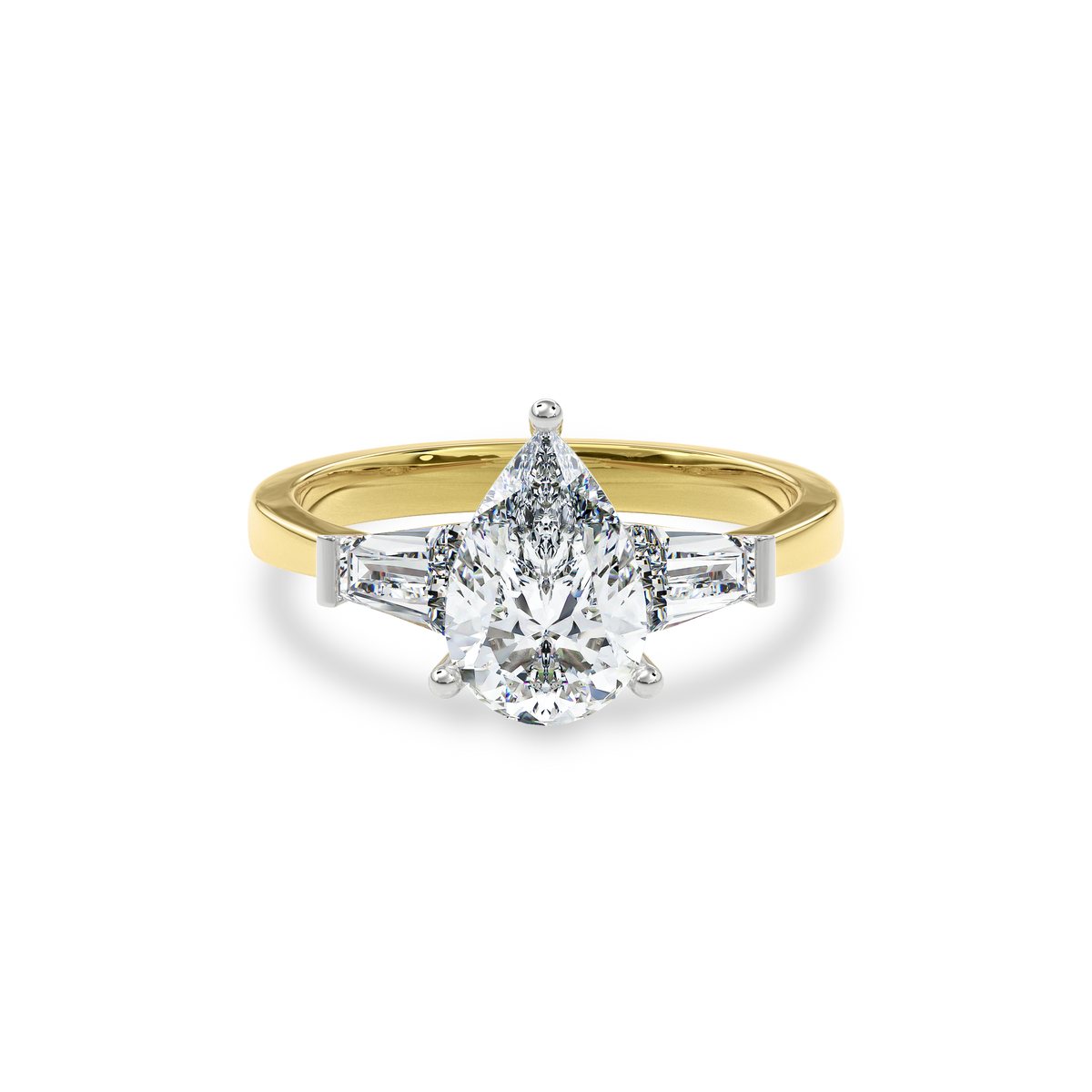 Daphnis Three Stones Engagement Ring Pear•Yellow Gold