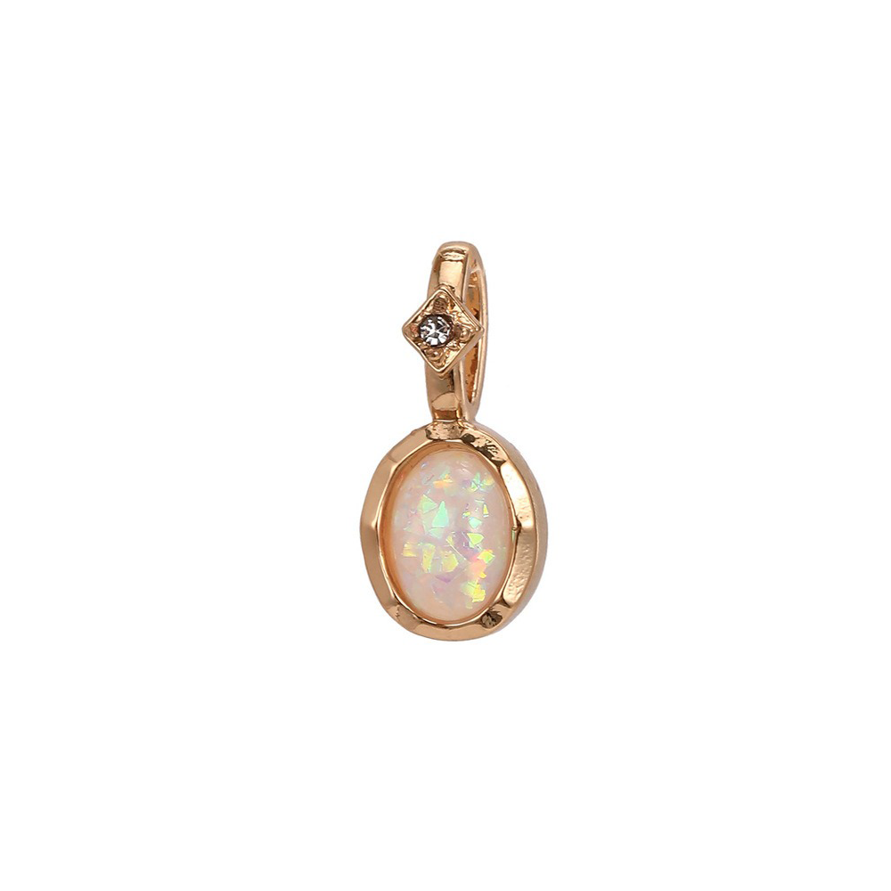 Gold geometric oval inlaid birthstone gemstone necklace