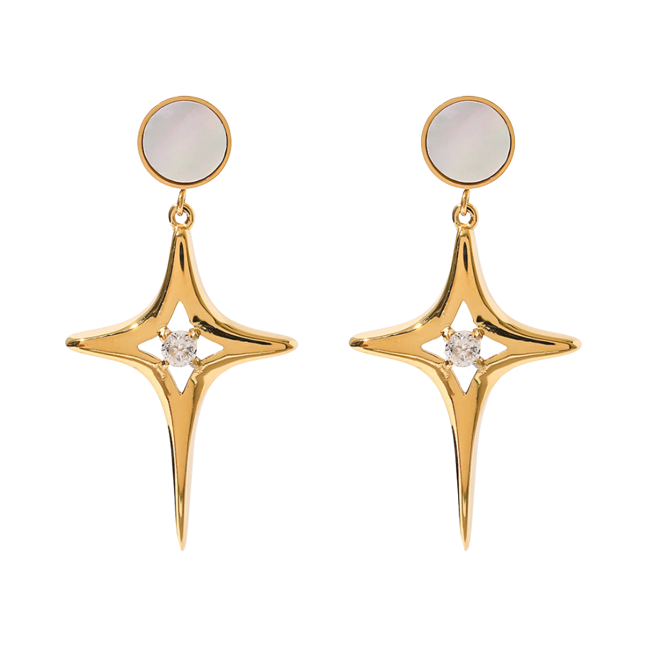 Gold Plated Star Drop Earrings