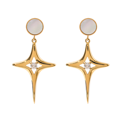 Gold Plated Star Drop Earrings