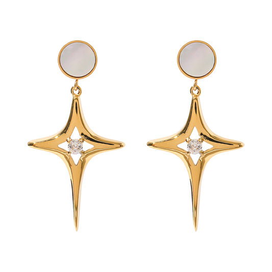 Gold Plated Star Drop Earrings