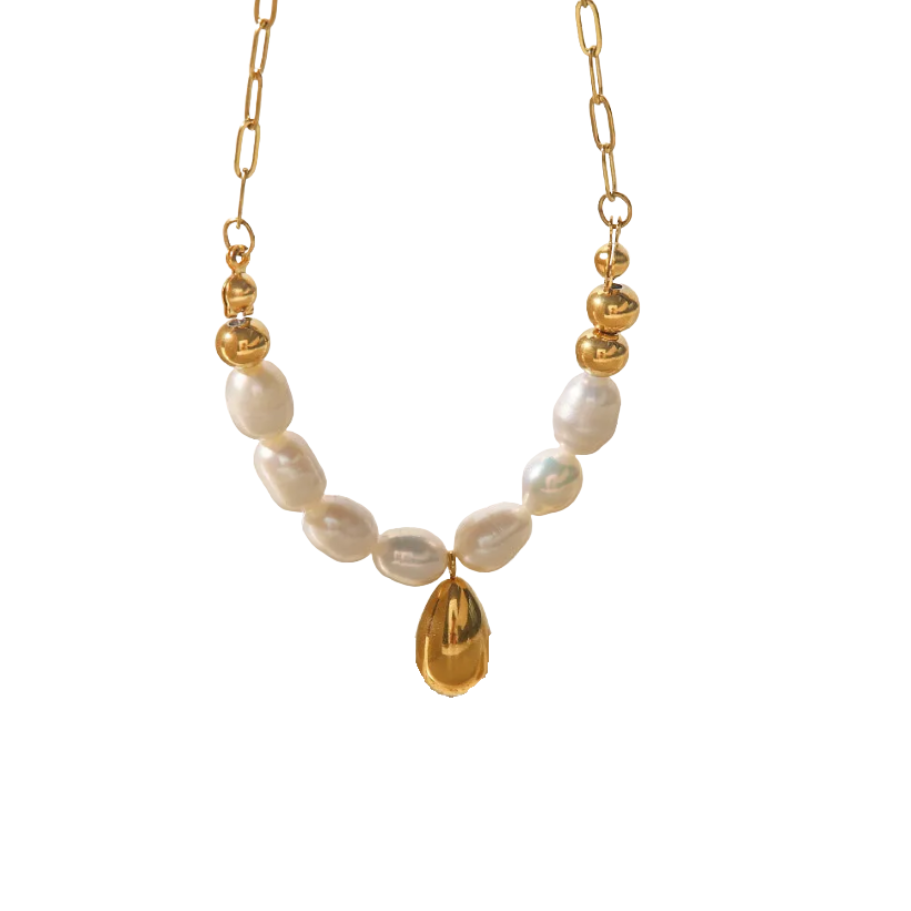 Golden Baroque Freshwater Pearl French  necklace