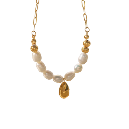 Golden Baroque Freshwater Pearl French  necklace