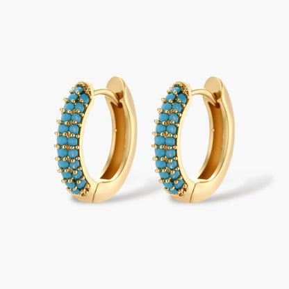 Turquoise and Gold Curvy Jewelry Set