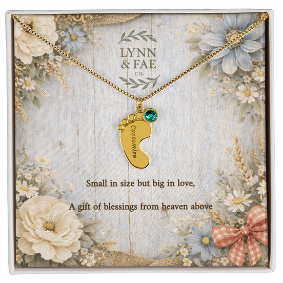 Tiny Toes Birthstone Keepsake Necklace