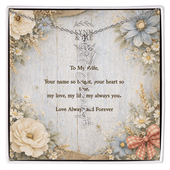 For My Wife - Custom Flower Name Necklace