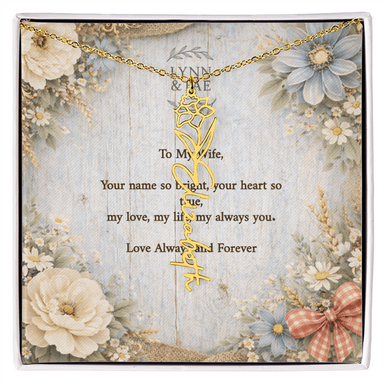 For My Wife - Custom Flower Name Necklace