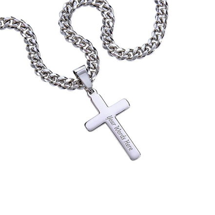 Birthday Gift for Husband - Personalized Cross with Cuban Link Chain