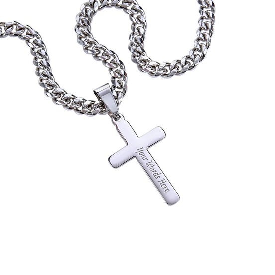 Anniversary Gift For Husband - Personalized Cross with Cuban Link Chain