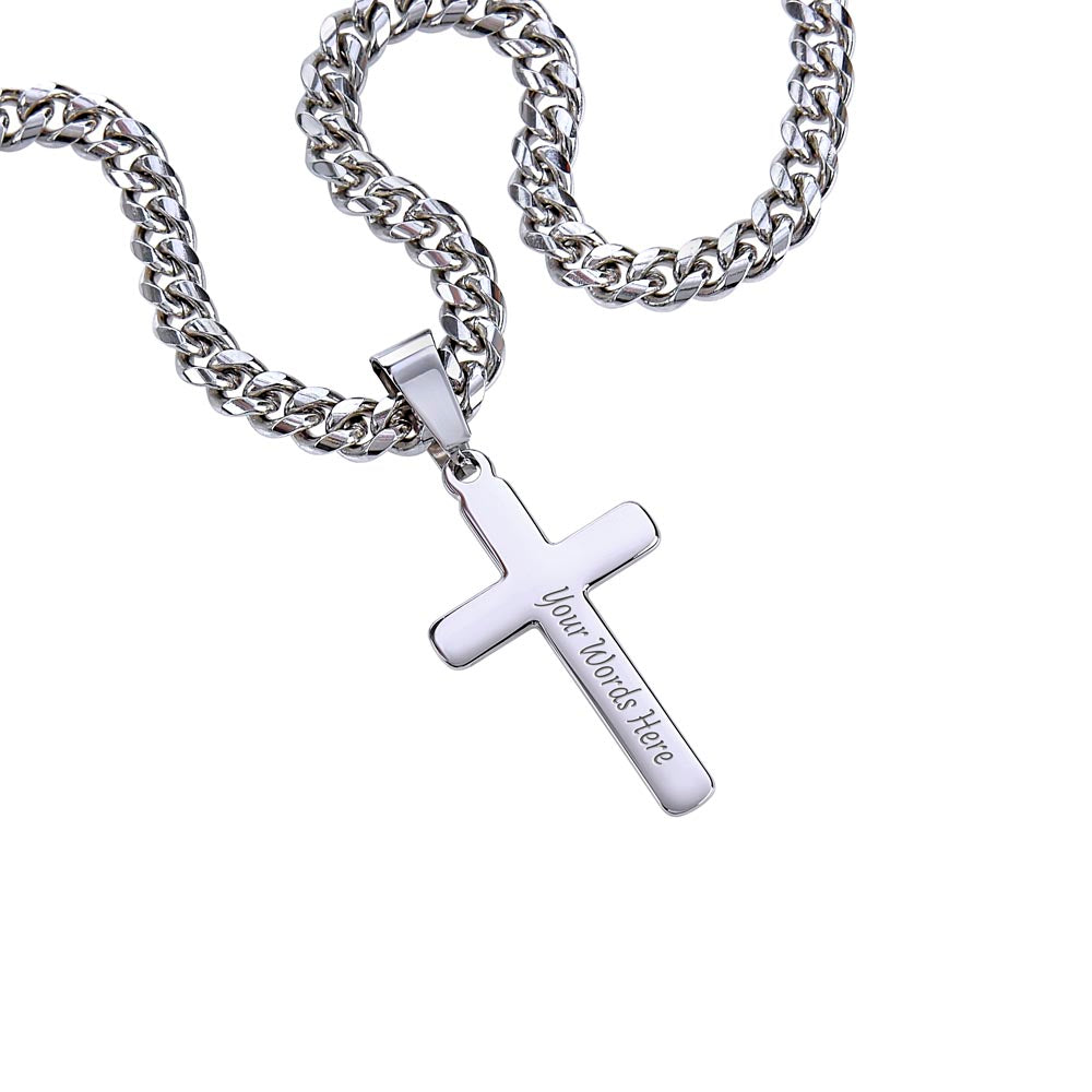Birthday Gift for Son- Personalized Cross with Cuban Link Chain