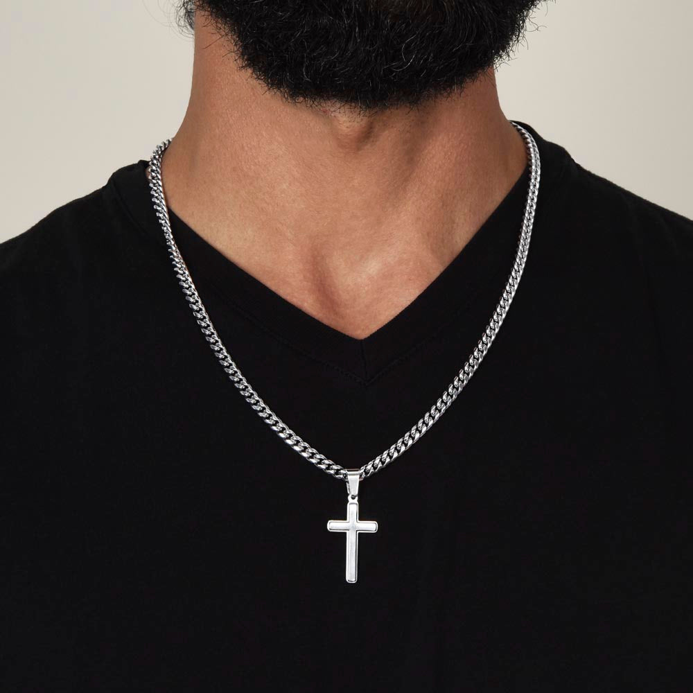 Birthday Gift for Son- Personalized Cross with Cuban Link Chain