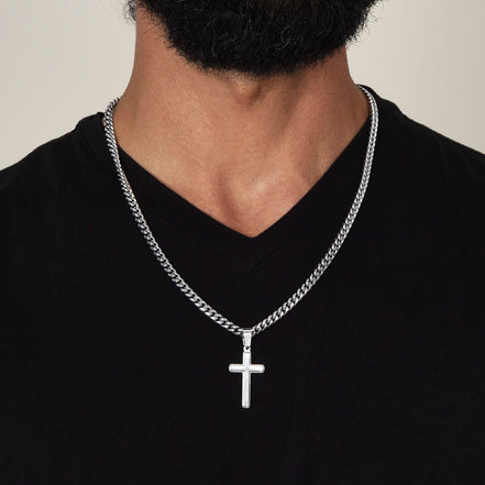 Birthday Gift for Son- Personalized Cross with Cuban Link Chain