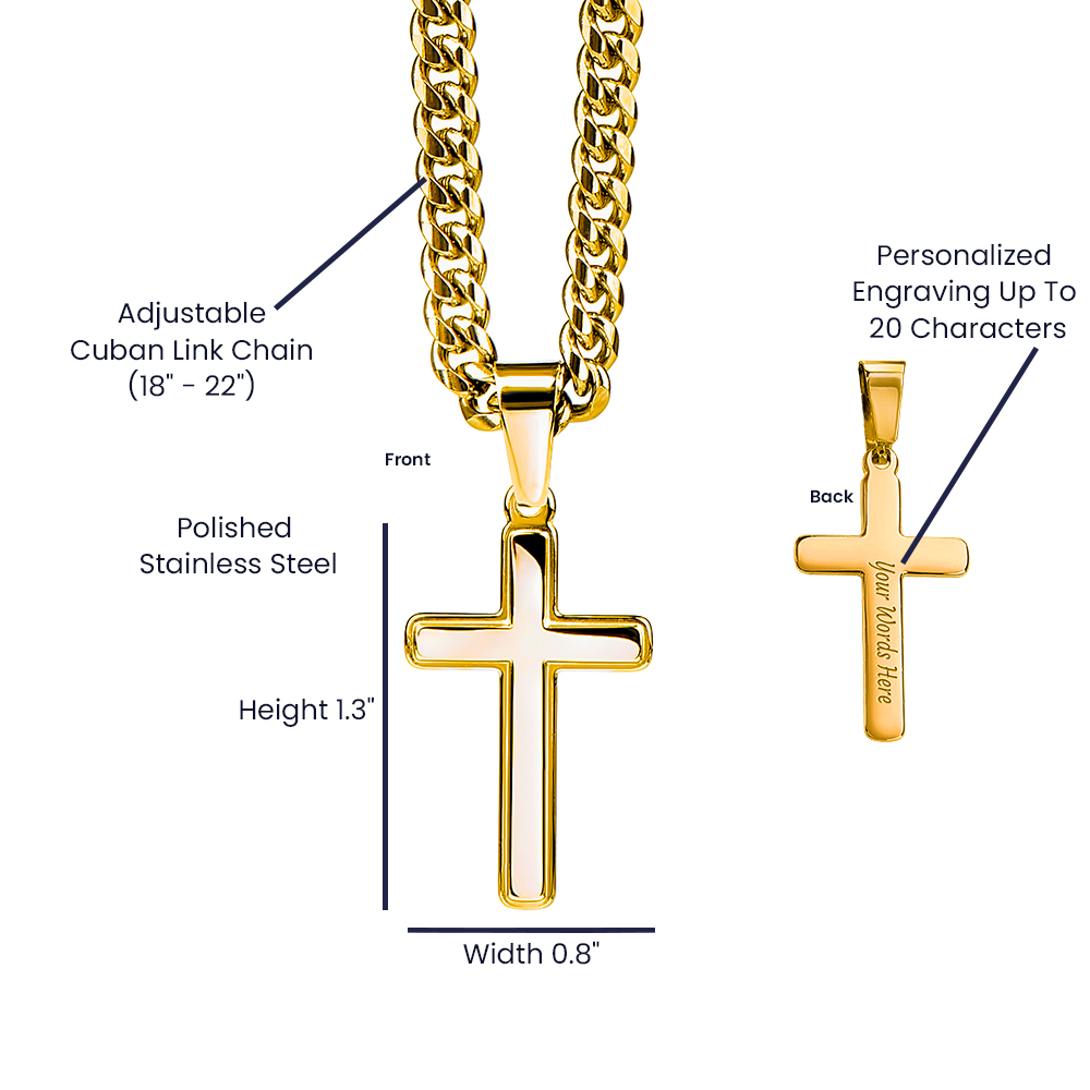 Wedding Gift For Son - Personalized Cross with Cuban Link Chain