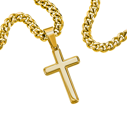 Birthday Gift for Husband - Personalized Cross with Cuban Link Chain