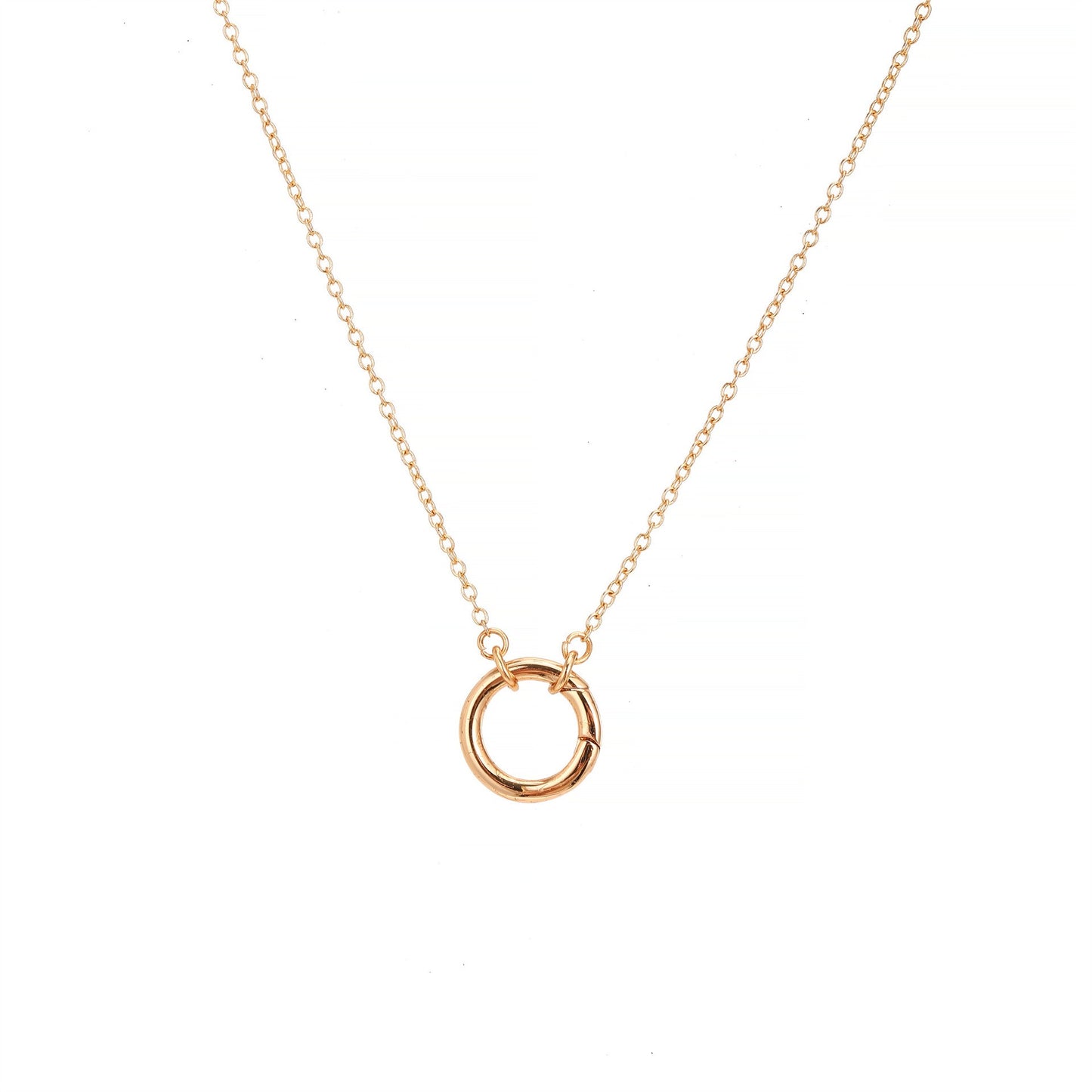 Gold geometric oval inlaid birthstone gemstone necklace