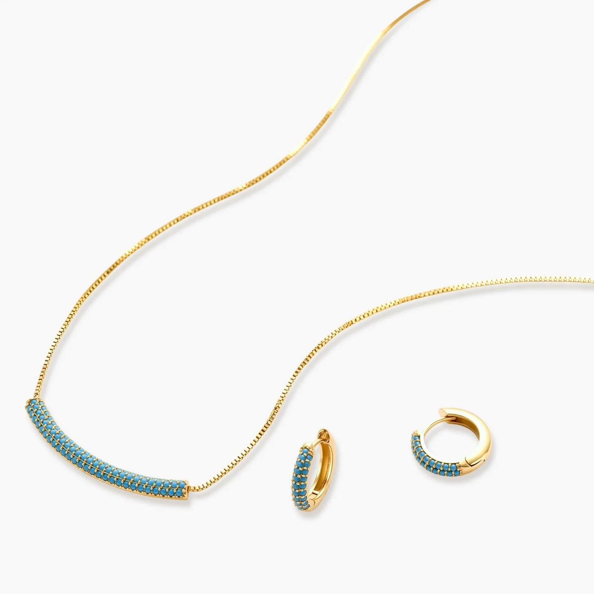 Turquoise and Gold Curvy Jewelry Set