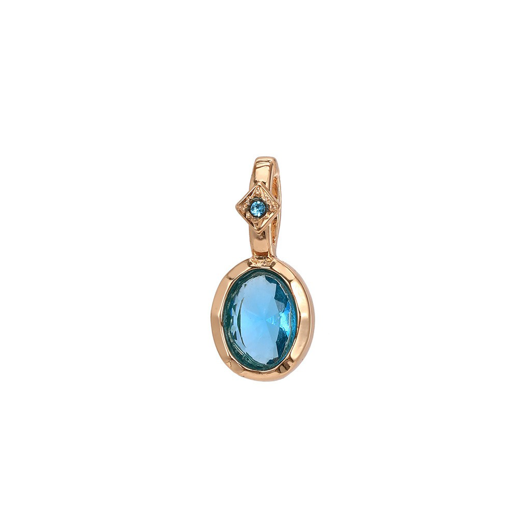 Gold geometric oval inlaid birthstone gemstone necklace